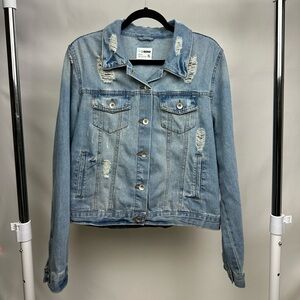 Ci Sono Distressed Light Wash Denim Jacket Women’s XL Casual Layering